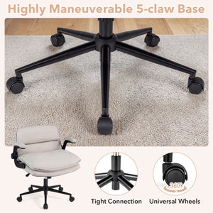 Criss Cross Chair on Wheels with Flip-up Arms Adjustable Height-Beige