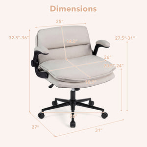 Criss Cross Chair on Wheels with Flip-up Arms Adjustable Height-Beige