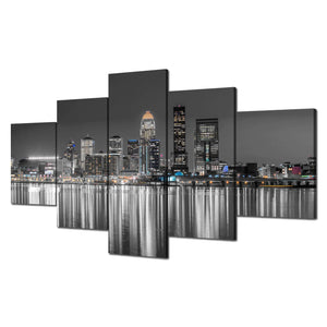 Louisville Wall Art Kentucky Louisville Wall Decor Black and White Louisville Skyline Picture Canvas Print City Night Painting Frame Office Home Living Room Bedroom Decoration(60x32 inches)