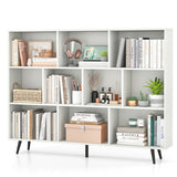 8/10-Cube Bookcase with 5 Tapered Metal Legs-Off White
