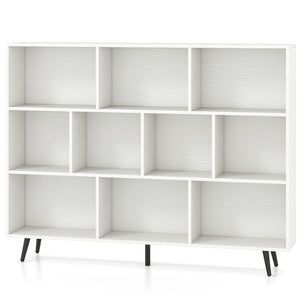 8/10-Cube Bookcase with 5 Tapered Metal Legs-Off White