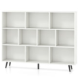 8/10-Cube Bookcase with 5 Tapered Metal Legs-Off White