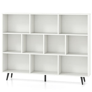 8/10-Cube Bookcase with 5 Tapered Metal Legs-Off White