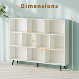 8/10-Cube Bookcase with 5 Tapered Metal Legs-Off White