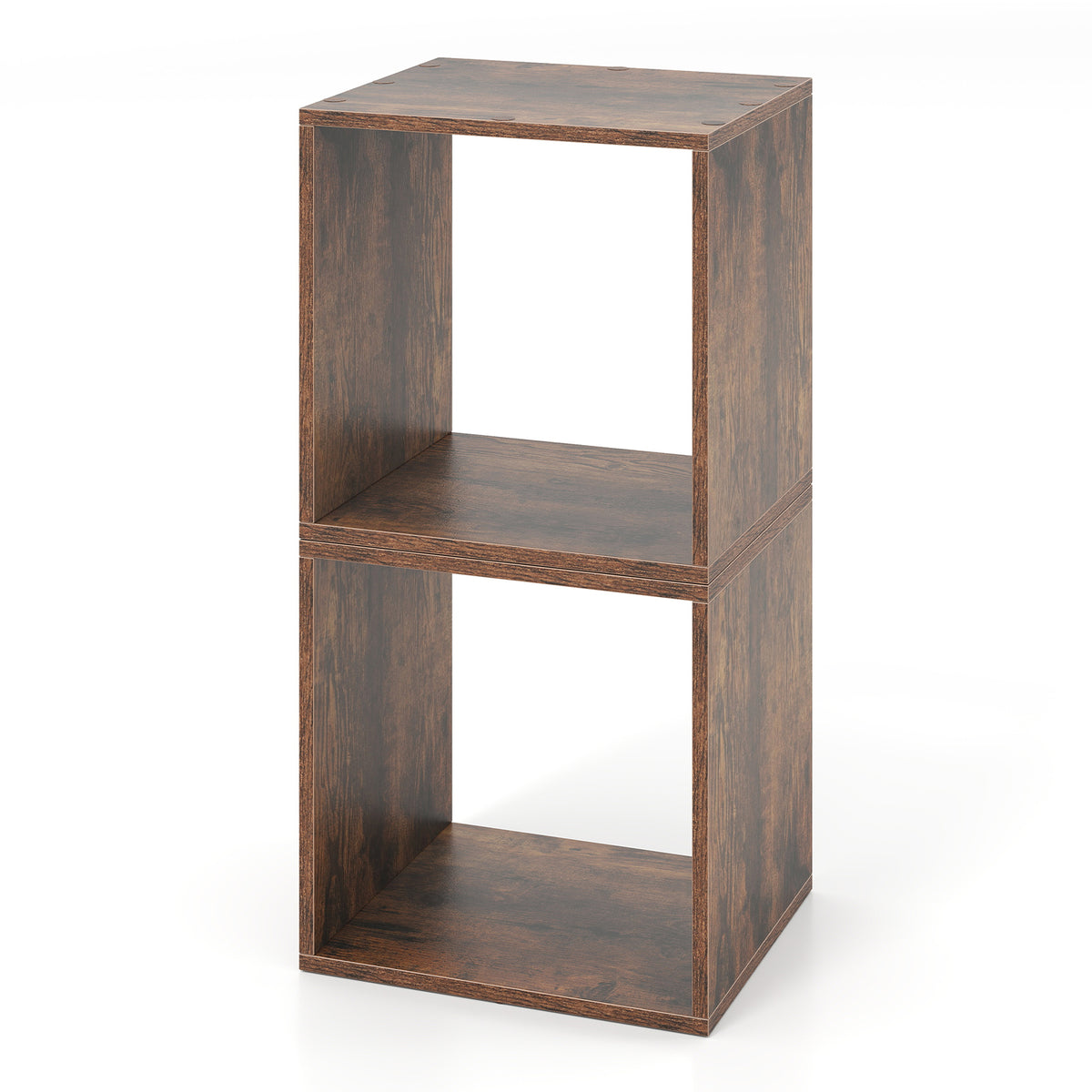 Cube Storage Organizer Set of 2 for Living Room Bedroom Study-Rustic Brown