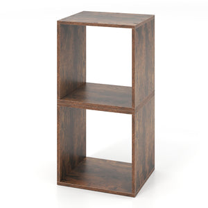 Cube Storage Organizer Set of 2 for Living Room Bedroom Study-Rustic Brown
