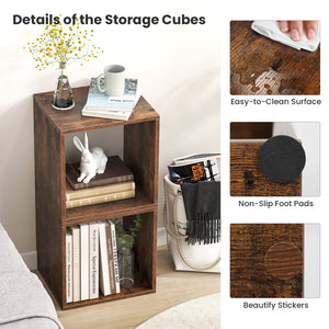Cube Storage Organizer Set of 2 for Living Room Bedroom Study-Rustic Brown