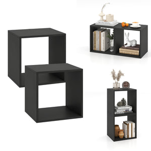 Cube Storage Organizer Set of 2 for Living Room Bedroom Study-Black