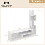 Cube TV Stand for TVs up to 50 Inch Media Console Table with Storage Shelves-White