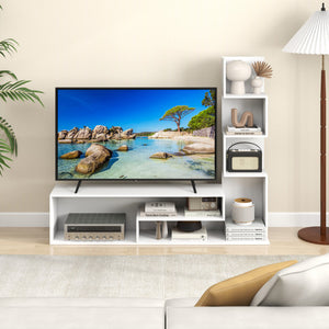 Cube TV Stand for TVs up to 50 Inch Media Console Table with Storage Shelves-White