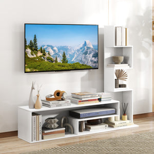 Cube TV Stand for TVs up to 50 Inch Media Console Table with Storage Shelves-White