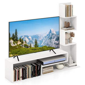 Cube TV Stand for TVs up to 50 Inch Media Console Table with Storage Shelves-White