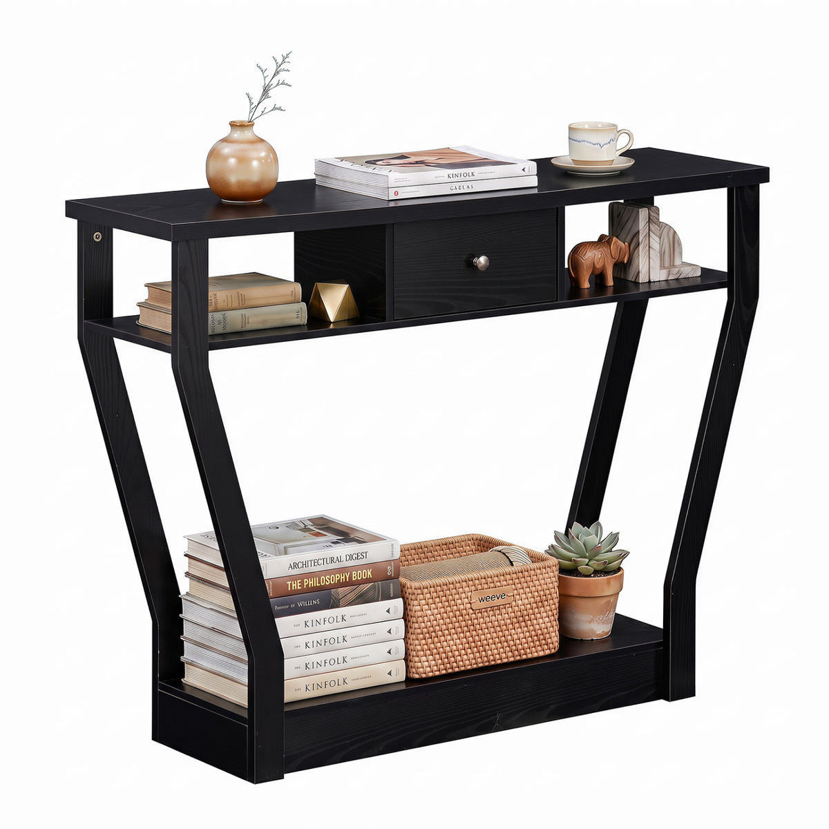 Curved Frame Modern Console Table with Storage Drawer for Entryway