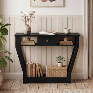 Curved Frame Modern Console Table with Storage Drawer for Entryway