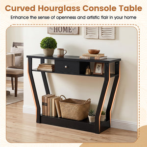 Curved Frame Modern Console Table with Storage Drawer for Entryway