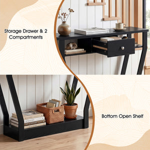 Curved Frame Modern Console Table with Storage Drawer for Entryway