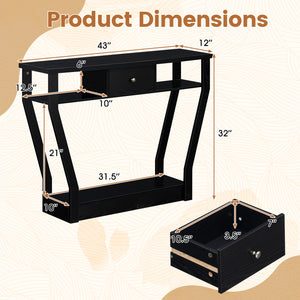 Curved Frame Modern Console Table with Storage Drawer for Entryway