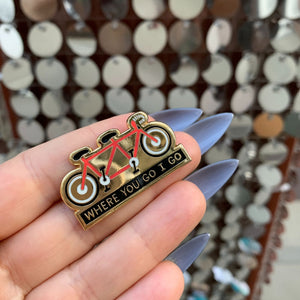 Cycling Love Enamel Pin in Gold