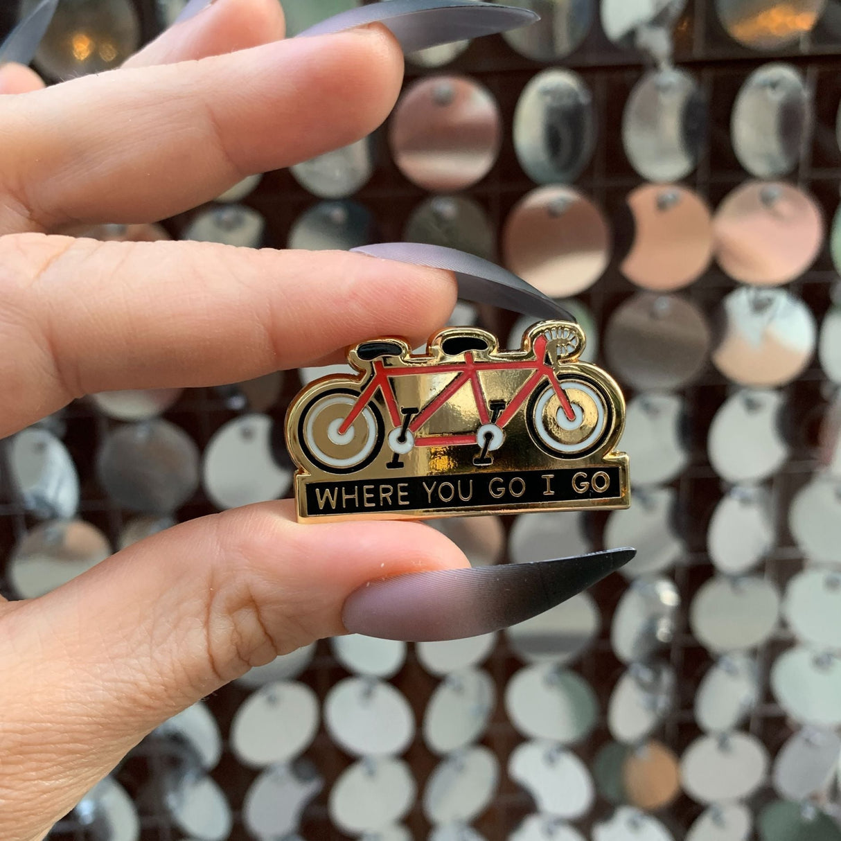 Cycling Love Enamel Pin in Gold