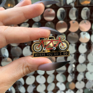 Cycling Love Enamel Pin in Gold