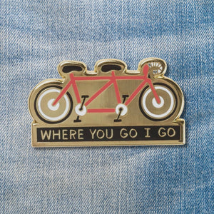 Cycling Love Enamel Pin in Gold