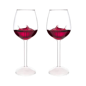 kucehiup Shark Wine Glasses Red Wine Glass with Shark Inside 300ml/10oz Goblet(Two Shark Goblets)
