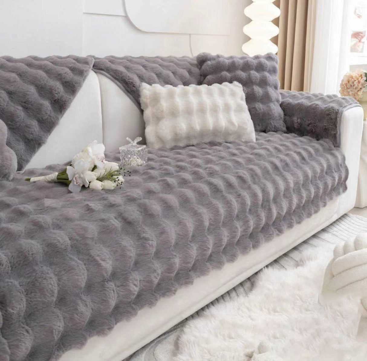 Non-slip Faux Fur Sofa Cover – Super Soft, Fluffy, and Stylish Couch Covers II