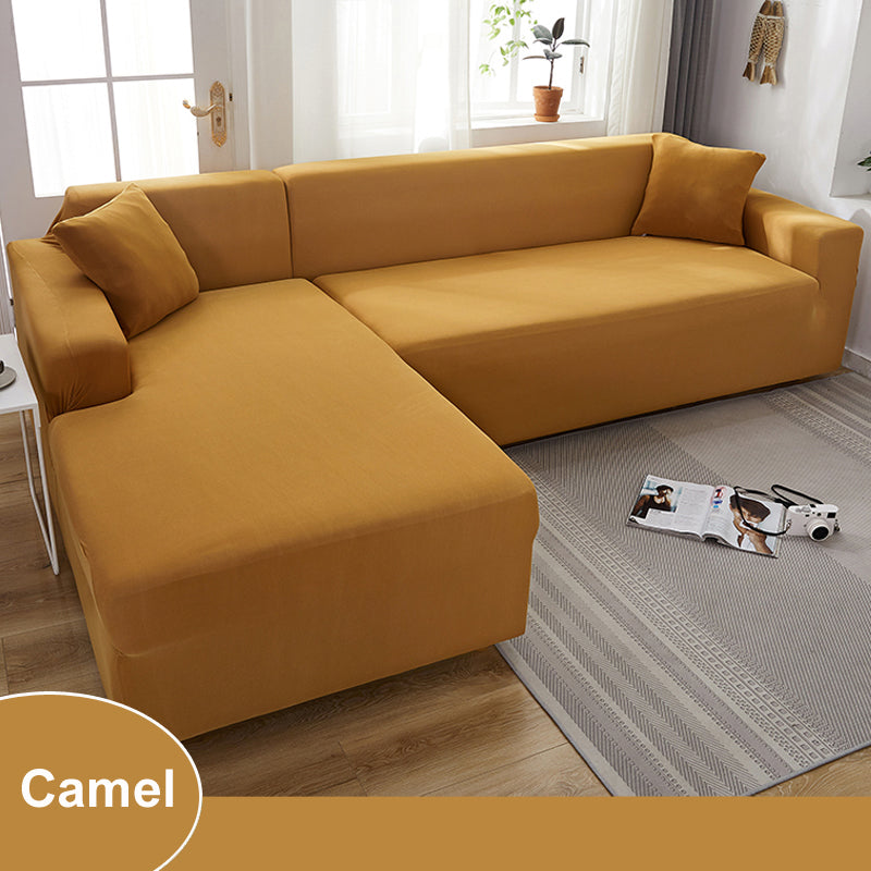 Waterproof Sofa Cover for Living Room - Elastic Solid L Shaped Corner Sofa Cover - Fits 1/2/3/4 Seater Sofa, Couch, Armchair