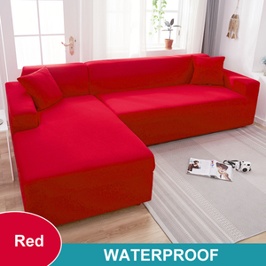 Waterproof Sofa Cover for Living Room - Elastic Solid L Shaped Corner Sofa Cover - Fits 1/2/3/4 Seater Sofa, Couch, Armchair