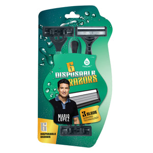 Mario Lopez 6 Disposable Razors - 3 Blade Shaving Surface Technology by Pursonic
