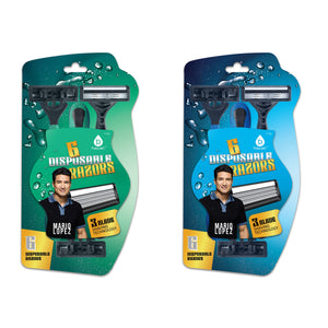 Mario Lopez 12 Disposable Razors Bundle - Green & Blue by Pursonic