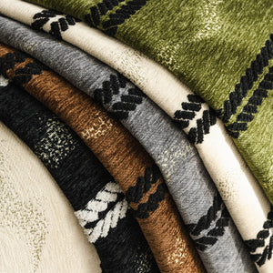 Non-Slip Sofa Cover with Thick Chenille Texture Woven Stripe Couch Protector Throw