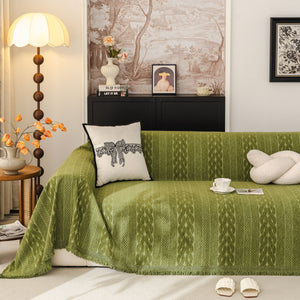 Sofa Cover Blanket Throw with Tassels, Decorative Furniture Protector for Dogs/Pets