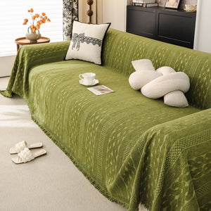 Sofa Cover Blanket Throw with Tassels, Decorative Furniture Protector for Dogs/Pets