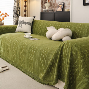 Sofa Cover Blanket Throw with Tassels, Decorative Furniture Protector for Dogs/Pets