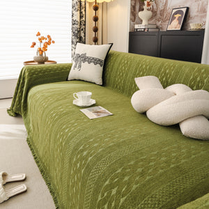 Sofa Cover Blanket Throw with Tassels, Decorative Furniture Protector for Dogs/Pets