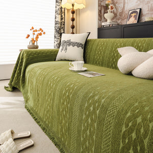 Sofa Cover Blanket Throw with Tassels, Decorative Furniture Protector for Dogs/Pets