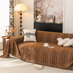 Sofa Cover Blanket Throw with Tassels, Decorative Furniture Protector for Dogs/Pets