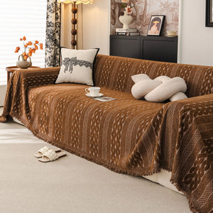 Sofa Cover Blanket Throw with Tassels, Decorative Furniture Protector for Dogs/Pets