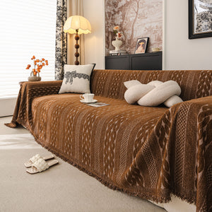 Sofa Cover Blanket Throw with Tassels, Decorative Furniture Protector for Dogs/Pets