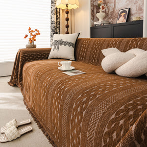 Sofa Cover Blanket Throw with Tassels, Decorative Furniture Protector for Dogs/Pets