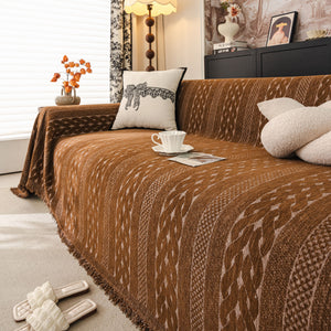 Sofa Cover Blanket Throw with Tassels, Decorative Furniture Protector for Dogs/Pets