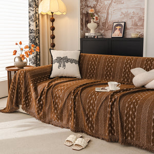 Sofa Cover Blanket Throw with Tassels, Decorative Furniture Protector for Dogs/Pets