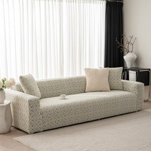 3D Jacquard Geometric Sofa Cover, High Stretch Soft Polar Fleece Slipcover for Couch