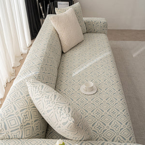 3D Jacquard Geometric Sofa Cover, High Stretch Soft Polar Fleece Slipcover for Couch