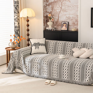 Sofa Cover Blanket Throw with Tassels, Decorative Furniture Protector for Dogs/Pets