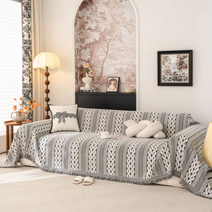 Sofa Cover Blanket Throw with Tassels, Decorative Furniture Protector for Dogs/Pets