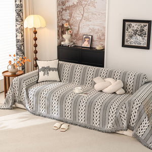 Sofa Cover Blanket Throw with Tassels, Decorative Furniture Protector for Dogs/Pets