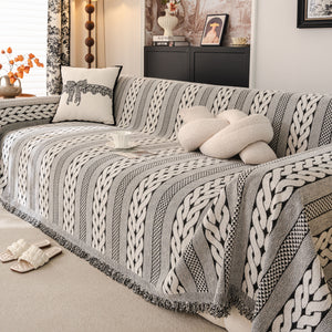 Sofa Cover Blanket Throw with Tassels, Decorative Furniture Protector for Dogs/Pets