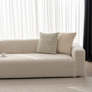 3D Jacquard Geometric Sofa Cover, High Stretch Soft Polar Fleece Slipcover for Couch